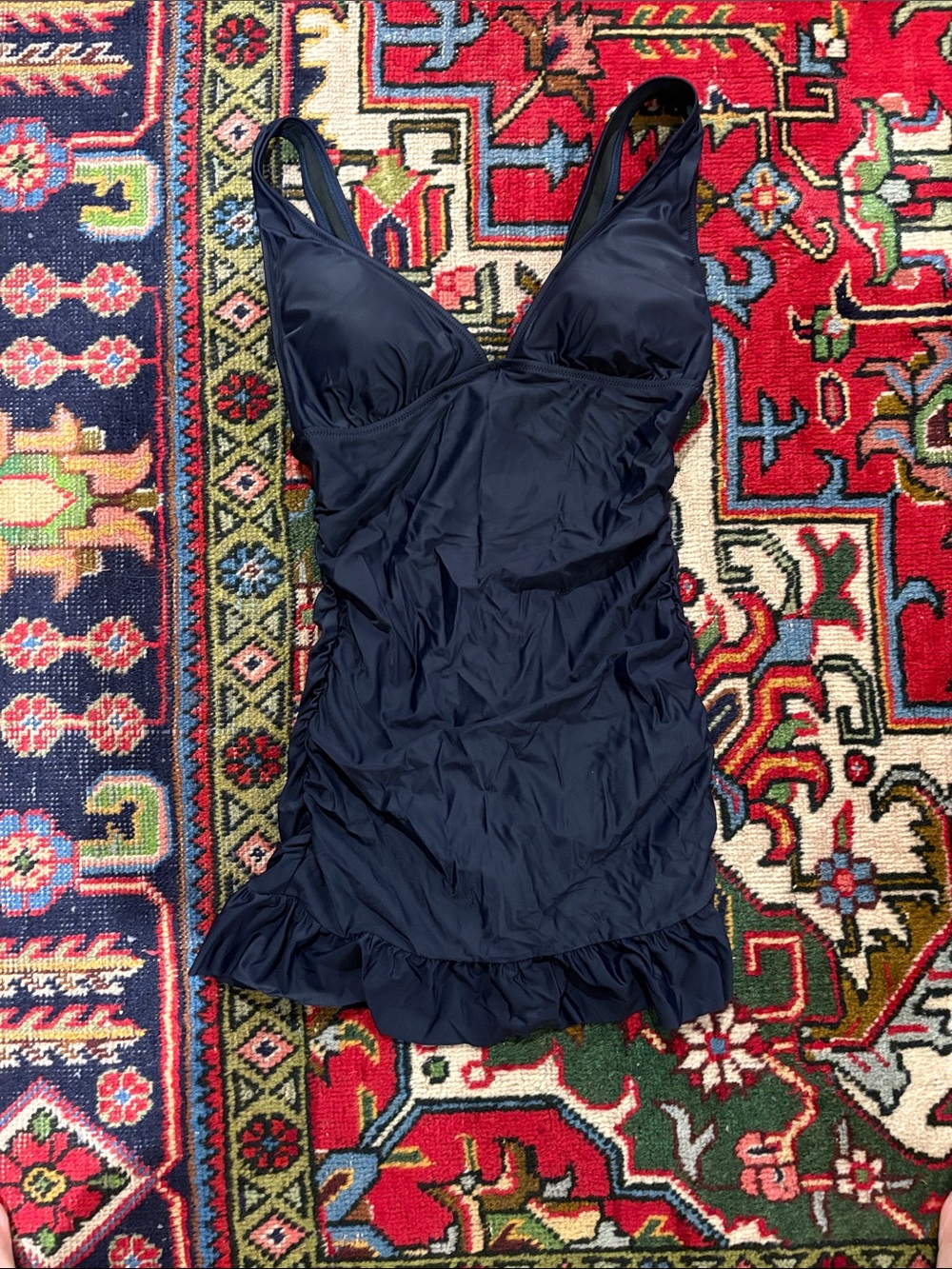 J. Crew navy ruched v-neck swim dress size 6 NWT